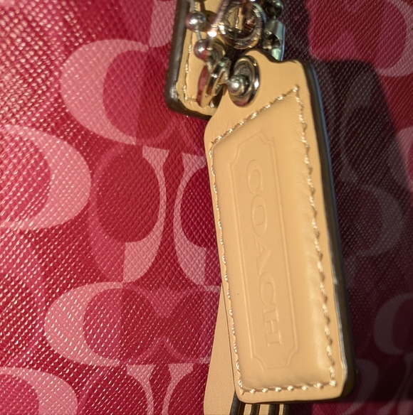 Coach Pink and Tan Signature Tote - Picture 3 of 5